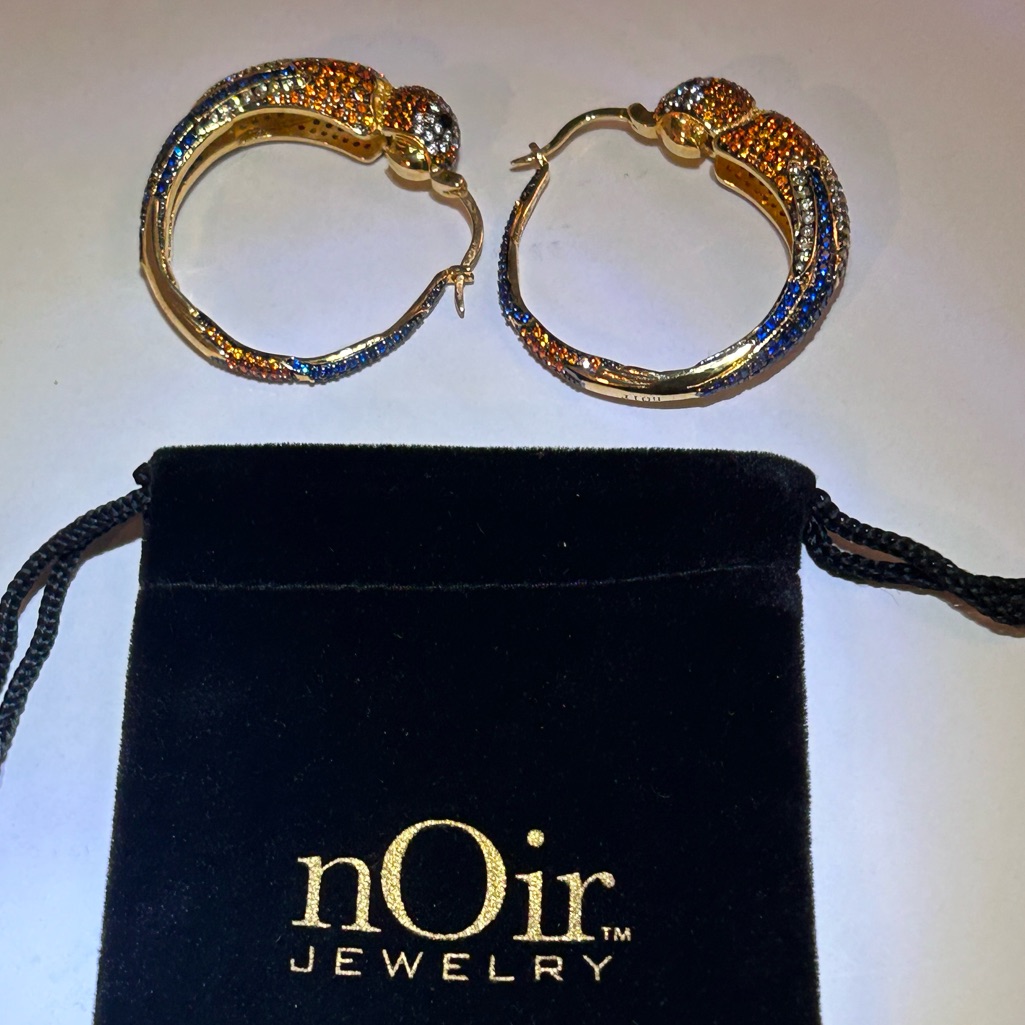 Noir Multi-Colored Cubic Zirconia Parrot Hoop Earring Retail $160